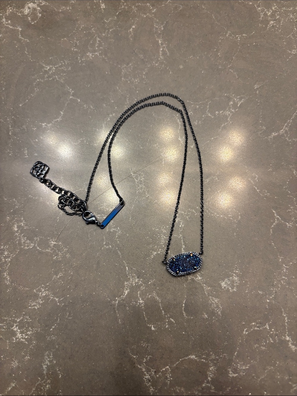 Kendra Scott Sparkling Blue Druzy Pendant Necklace